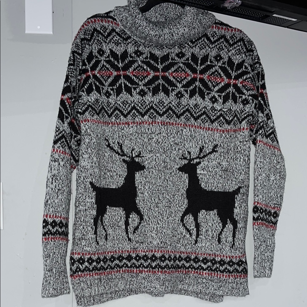 Wearing Your Heart on Your Sleeve Reindeer Turtleneck Sweater